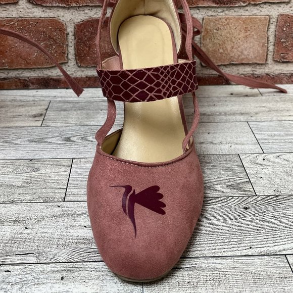 Pink Custom Embellished Ankle Tie Heels - Picture 7 of 7